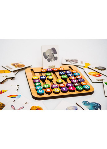 Деревянная игрушка монтессори "Азбука лабиринт" Puz72859, 25 карт 35 букв PuzzleOK (315352121)
