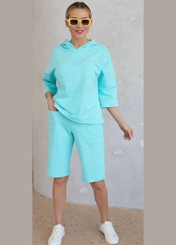 Женский костюм двойка с шортами цвет мятный р.42/44 453622 New Trend (286329932)