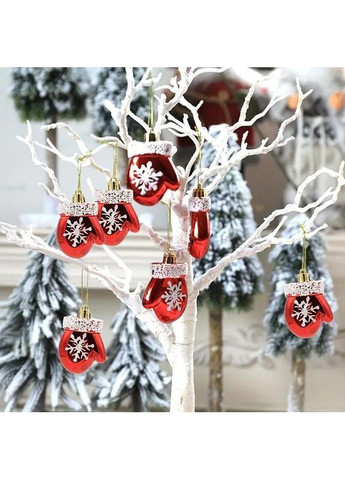 Красные украшения в форме варежек для ёлки 6 шт. 7х5 см Красние No Brand (370161656)