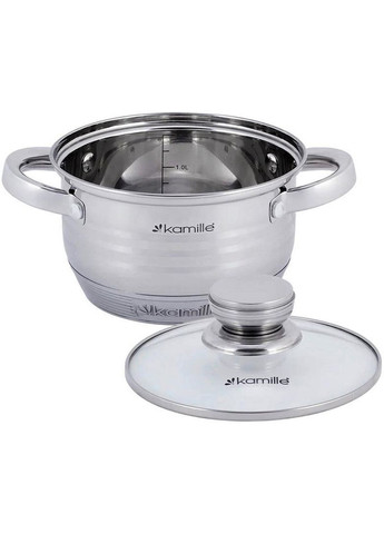 Каструля із нержавіючої сталі 5л з індукційним дном для приготування та гасіння їжі Kamille (368976857)