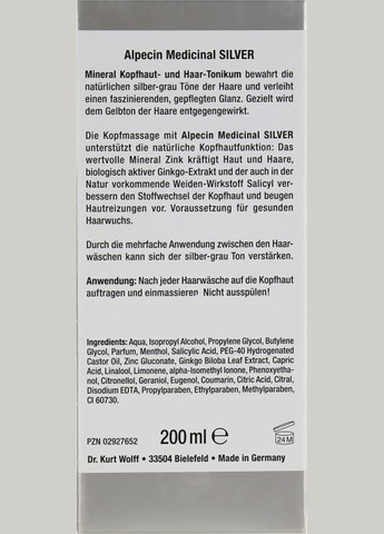 Тоник для седых волос Medicinal Silver 200ml (486869-141056) Alpecin (368660842)