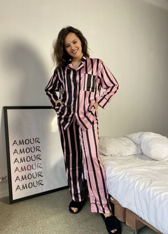 Чорна всесезон піжама жіноча lingerie (сорочка та штани) cмужки сорочка + брюки Serenade