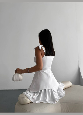 Білий коротка літня біла сукня, романтична, жіноча сукня з вишуканою баскою, яка підкреслить вашу талію No Brand однотонна