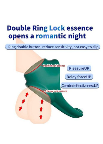 Двойное эрекционное кольцо со стимуляцией промежности зеленого цвета, которое будет стимулировать мужскую промежность. China (360604445)