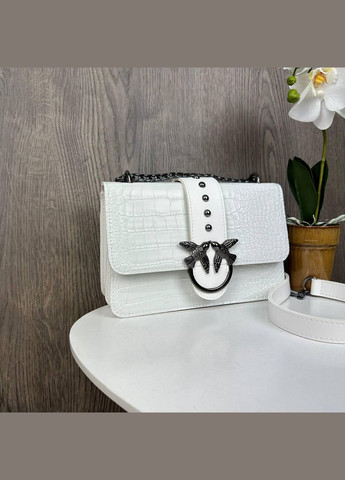 Женская сумочка клатч на цепочке из экокожи рептилия мини сумка белая (sku_836Б) No Brand (330576779)