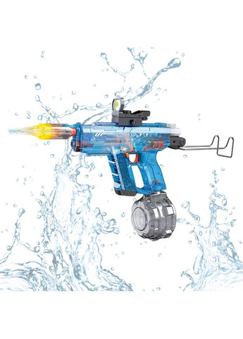 Електричний водний пістолет UZI, акумуляторний бластер із підсвічуванням, звуковими ефектами та прицілом, синій No Brand (346532798)