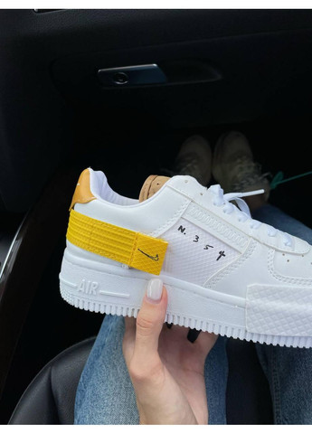 КРОССОВКИ ЖЕНСКИЕ NIKE AIR FORCE 1 TYPE 354 WHITE ORANGE НАЙК АИР ФОРС 1 ПРЕМИУМ No Brand белые демисезоны (368858120)