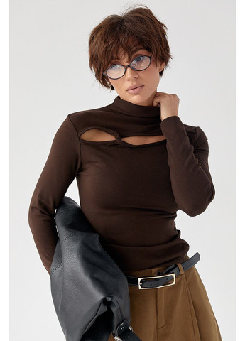 Трикотажный однотонный лонг с переплетом - баклажан цвет Lurex (370602041)