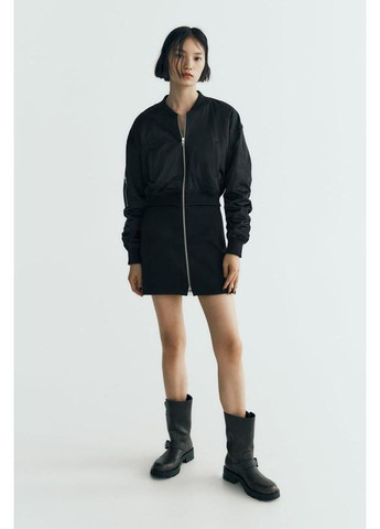 Черное короткое платье-бомбер Zara