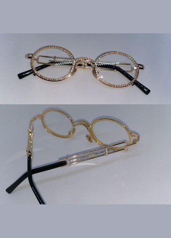 Имиджевые очки нулевки прозрачные овалы в камнях золотистые LIGHT (315889534)