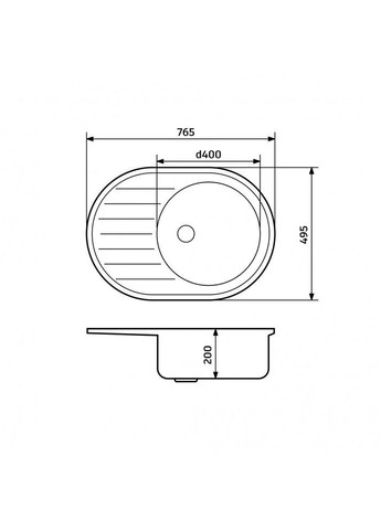 Кухонная мойка из искусственного камня/кварцевая 765х495х200 мм, овальная ELLIPSIS Белый (30630765495) Adamant (368157244)