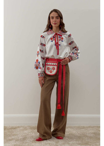 Біла вишиванка жіноча із лляного полотна яворівська (fm3037) Folk Moda (365729887)