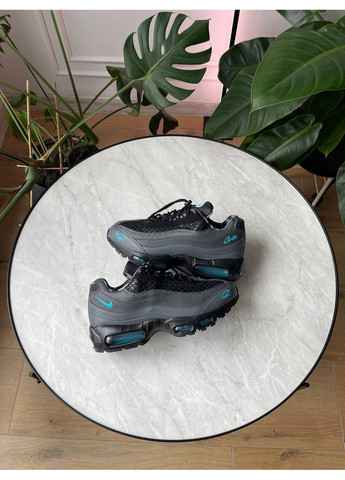 Темно-серые всесезонные кроссовки мужские nike air max 95 sp corteiz aegean storm gray black | найк аир макс 95 сп серые черные No Brand
