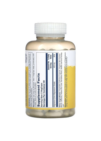 Цитрат Магния, 400 Мг, Magnesium Citrate, 180 Solaray (326054463)