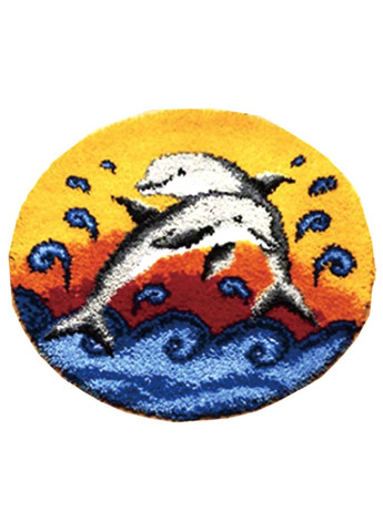 Набір для килимової вишивки килимок дельфіни (основа-канва, нитки, гачок для килимової вишивки) No Brand 1008 (293943054)