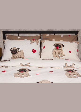 Комплект постільної білизни Бязь Gold Люкс «» полуторний євро 160х220 наволочки 4х50х70 (MS-820005728) Moon&Star Bulldog Love (302973877)