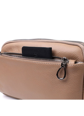 Жіноча стильна кроссбоді з натуральної шкіри бежева 22599 Vintage (329197047)