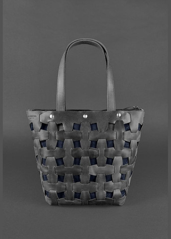 Кожаная женская плетеная сумка Пазл L черная Crazy Horse (A-026666) BlankNote шоппер (327874312)