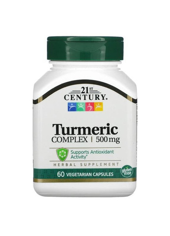 Комплекс із куркумою 500 мг Turmeric Complex антиоксидант 60 вегетаріанських капсул 21st Century (263517368)