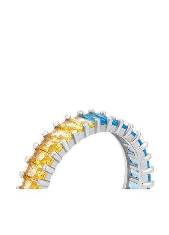 Серебряное кольцо Гламур желто-голубое 17,5р UMAX (291883865)