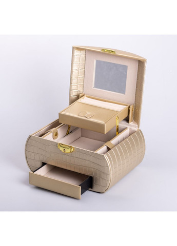 Скринька для прикрас з еко-шкіри, 3 яруси із замком, 24×17×18 см органайзер для ювелірних виробів Yiwu (360454768)