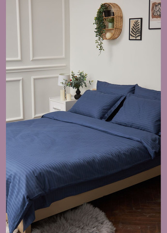 Комплект постельного белья евро 200х220 наволочки 4х50х70 Satin Stripe (MS-820000503) Moon&Star delfi blue (284416207)