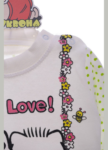 Зелена всесезон піжама з довгим рукавом для дівчинки трикотажна кітті салатова 74 см (37232) BABYKROHA