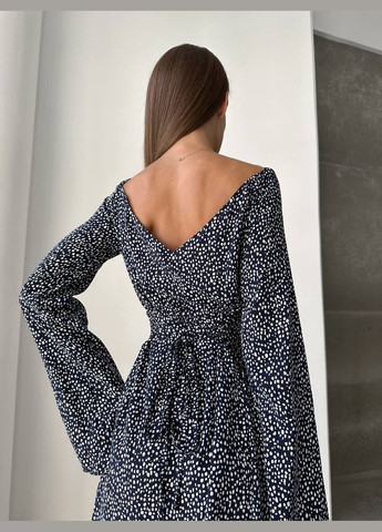 Темно-синя святковий, коктейльна, ділова, повсякденний, відвертий, вечірня сукня жіноча No Brand з квітковим принтом