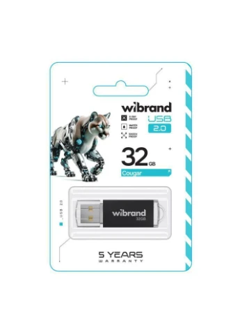 USB Flash Drive Wibrand 32gb Cougar Чорний No Brand (391188921)