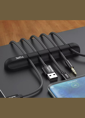 Органайзер-фиксатор кабеля клипса - держатель на 5 проводов Чёрный TOPK (340276212)