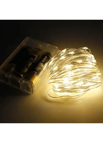 Світлодіодна гнучка внутрішня гірлянда нитка роса на ялинку з роботою від батарейок 3хАА 10 метрів (478706-Prob) Тепла біла Unbranded (308894399)