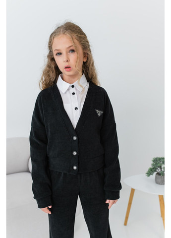 Чорний демісезонний костюм для дівчинки «барбара» з мікровельвету denchik (dn- 8557) Деньчик