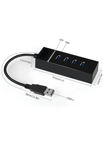 USB-хаб XON SmartHub Lite (USB3.0, 3хUSB2.0) Черный (UHALP040043B 5023) XON E-Tech (365307577)