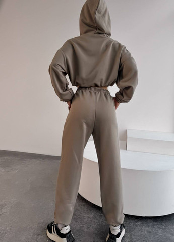 Базовый повседневный костюм двойка: укороченные худые на молнии с капюшоном + джоггеры высокой посадки Україна (328392574)