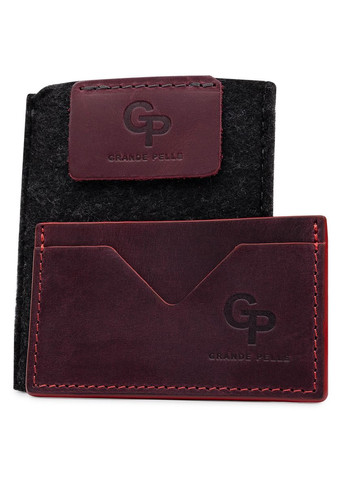 Шкіряний жіночий картхолдер 11527 Бордовий Grande Pelle (329147216)