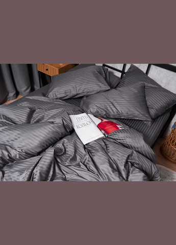 Комплект постельного белья Satin Stripe полуторный евро 160х220 наволочки 4х50х70 (MS-820003698) Moon&Star Stripe Black (288044249)