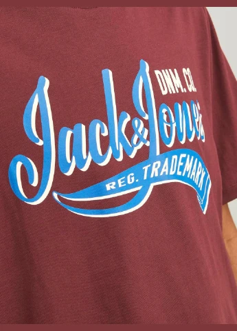 Бордова футболка basic,бордовий з принтом,jack&jones Jack & Jones