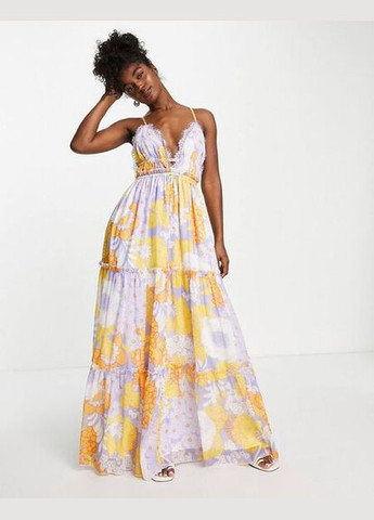 Комбинированное пляжное платье с пышной юбкой Asos с цветочным принтом