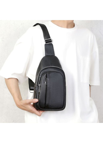 Чоловічий шкіряний слінг на одне плече 18х32х7, сумка крос боді A25F-3204-1A чорна Tiding Bag (370159505)