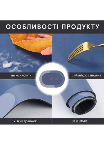Інноваційний килимок для ванної кімнати, кухні, нековзний, коврик у ванну суперпоглинаючий, діатомітовий, 50x80 см, Овал Синій No Brand Perfect (360983531)