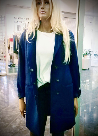 Синее демисезонное Качественное пальто женское Турция ORIGINAL