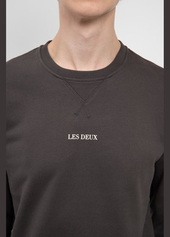 Темно-серый хлопковый свитшот с логотипом Les Deux - крой темно-серый кэжуал - (291442555)