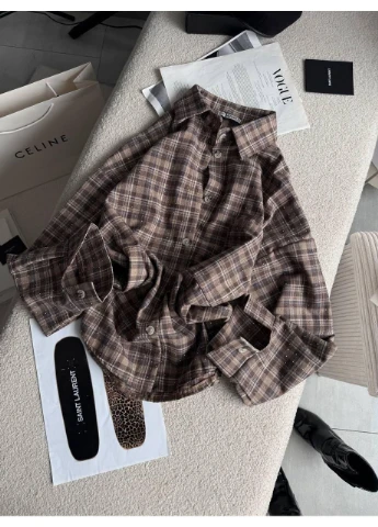 Коричневая повседневный рубашка No Brand