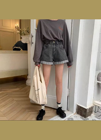 Шорты джинсовые женские с завышеной талией. Серые No Brand (328388406)