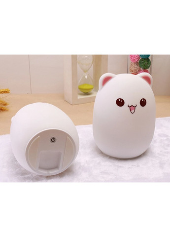 Дитячий силіконовий нічник світильник у вигляді котика з рожевими вушками Cutte bear MJ-010, білий No Brand (362453239)