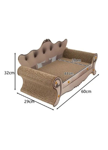 Когтеточка царапка дряпка спальное место лежак для котов кошек диван из гофрокартона 32х29х60 см (478261-Prob) Unbranded (303674786)