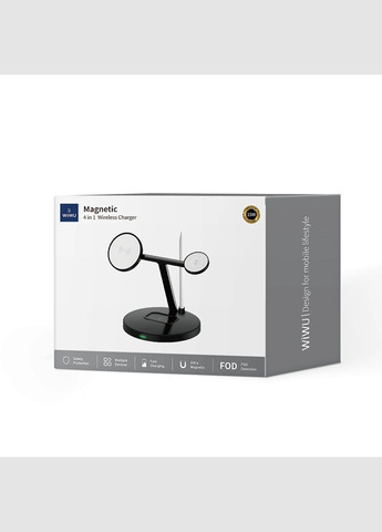 БЗУ Wi-W032 Magnetic Cableless Charger 4in1 Black WIWU (340818956)