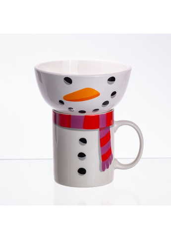 Набір порцелянова чашка з піалою Snowman 350 (мл) чашка на подарунок новорічна для чаю та кави CR-1-49 Yiwu (371236456)