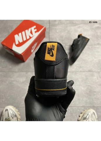 Черные летние кроссовки nike air force 1 low black orange найк аир форс 1 No Brand