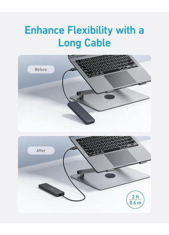 USB-хаб USB-C to USB 3.0 Hub 4 Ports, 0.6м, (A8309) Anker (370080376)